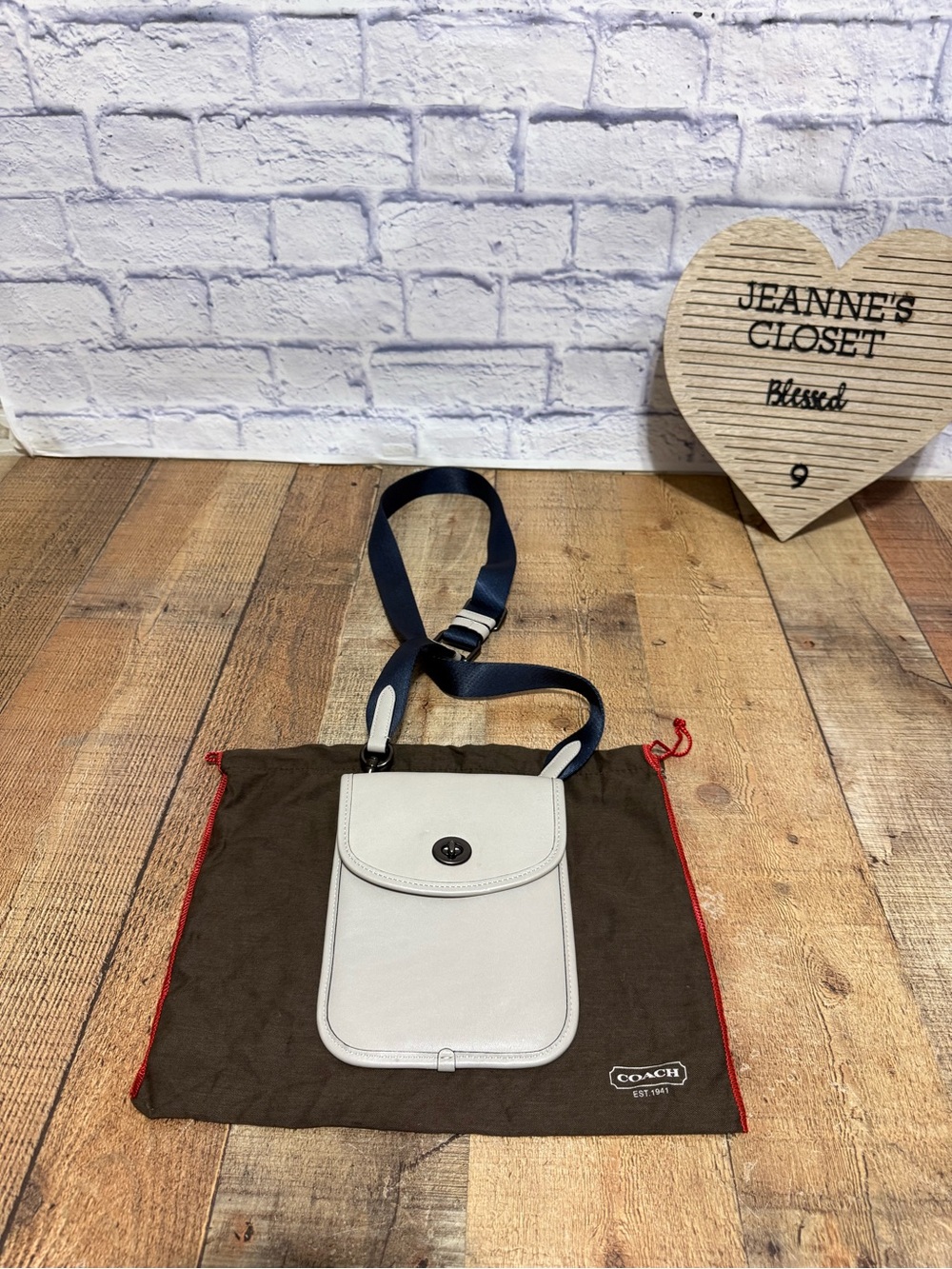 Coach Small Crossbody / Phone Pouch in Glovetanned Leather Light Gray/Chalk